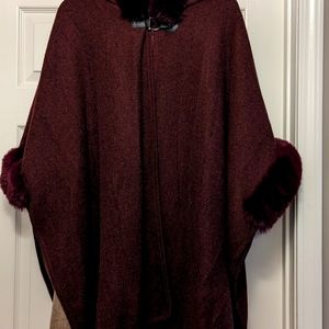 Faux fur Cape - Deep Wine color